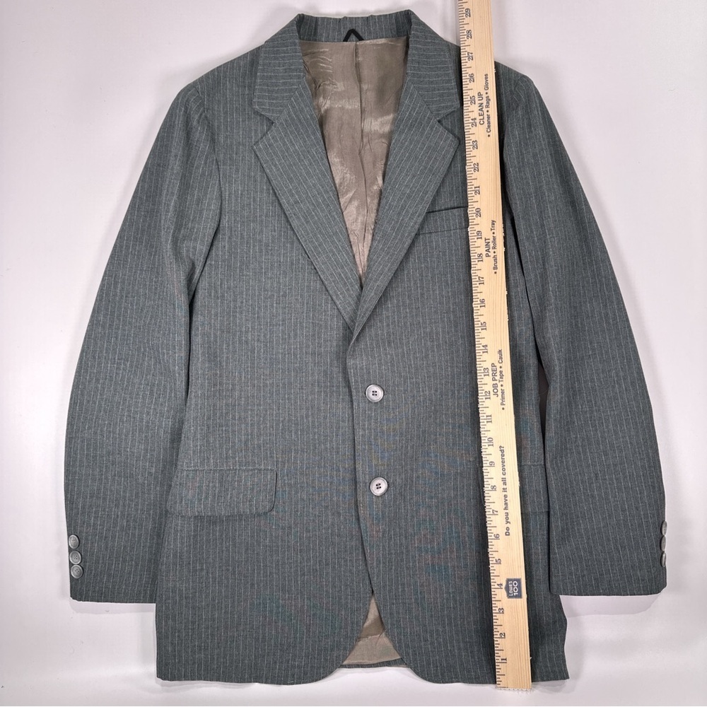 Yves Saint Laurent Boys Vintage Pinstripe Blazer Sage Gray Size 14 - Picture 11 of 11